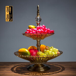 歐式奢華家用水晶玻璃果盤客廳茶幾水果盤糖果盤簡約現代創意擺件