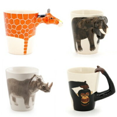 咖啡杯 彩繪馬克杯-3D立體動物造型陶瓷水杯4色72ax3【獨家進口】【米蘭精品】