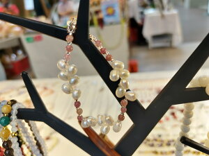 【Ribbons】天然玉石 碧璽 淡水珍珠 手工編織手鍊 禮物 Pearl Beaded bracelet