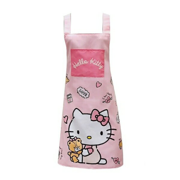 【震撼精品百貨】凱蒂貓 Hello Kitty 臺灣授權 SANRIO三麗鷗 KITTY 綁帶式帆布圍裙 (粉熊款)#19301 震撼日式精品百貨