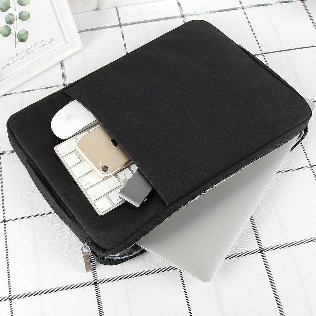 簡約牛仔紋雙拉鏈電腦包 商務筆電包 macbook 11 12 13 15 16 雙層收納 辦公包 旅行包