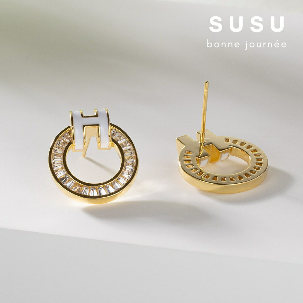 SU SU︱經典H耳環❤️925純銀 鋯鑽 耳環 項鍊 手鍊 穿搭 百搭 時尚 送禮 防過敏 飾品 2