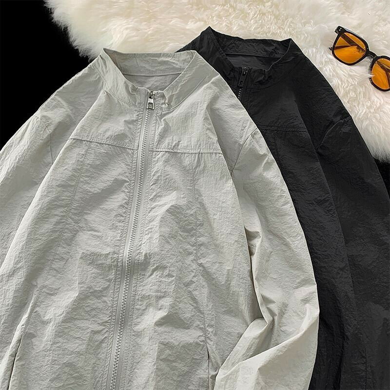【新品】M-5XL 涼感外套 抗UV外套 薄外套男 防曬外套男 超輕薄款夾克 男士夏季速乾透氣立領防曬衣服男裝夏天百搭素
