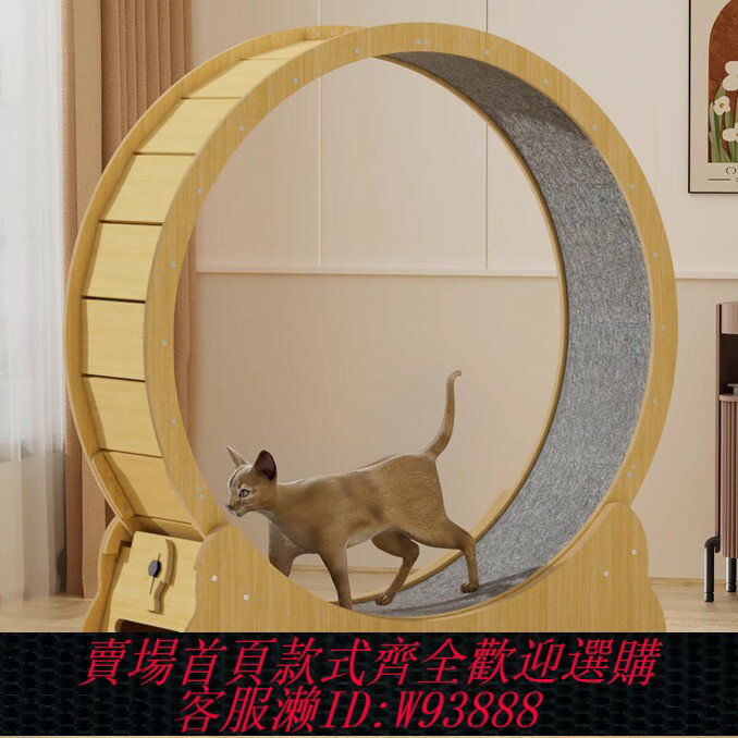 {臺灣公司貨 可打統編}貓咪跑步機靜音滾輪貓貓實木運動跑輪寵物健身貓爬架貓用轉輪玩具