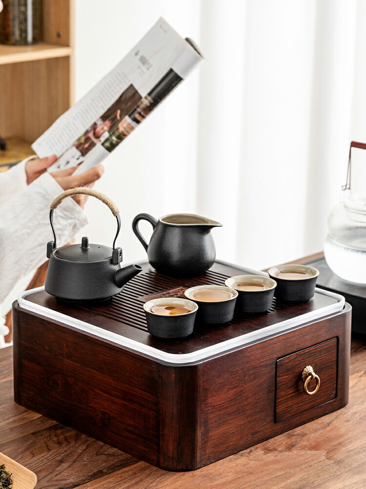 功夫茶具套裝家用客廳會客陶瓷現代簡約泡茶茶杯辦公幹泡收納茶盤