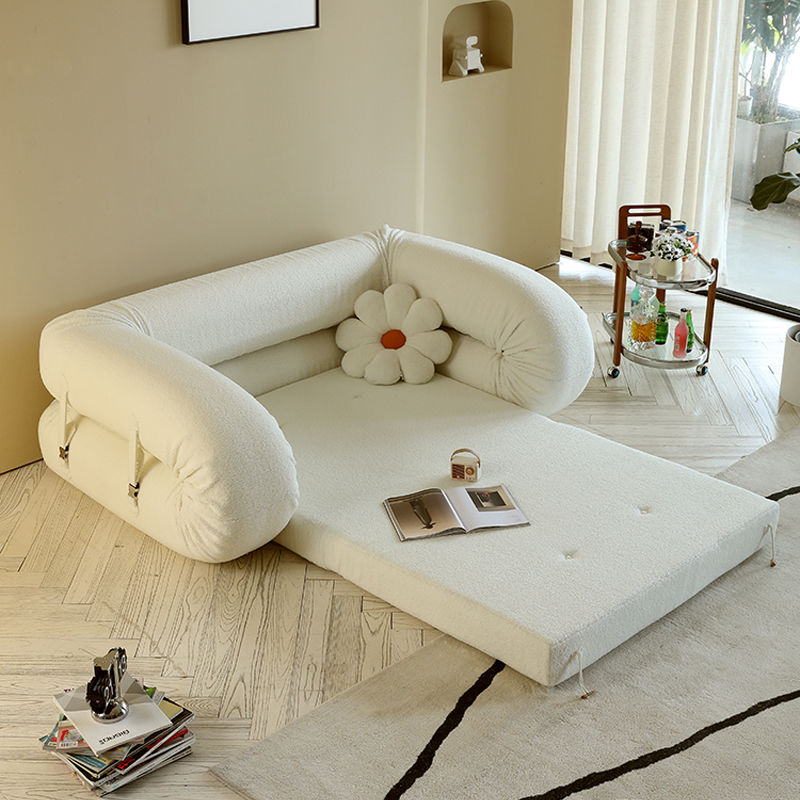 免運 折疊沙發床多功能可折疊沙發床小戶型客廳新款兩用沙發奶油風貓爪皮懶人沙發