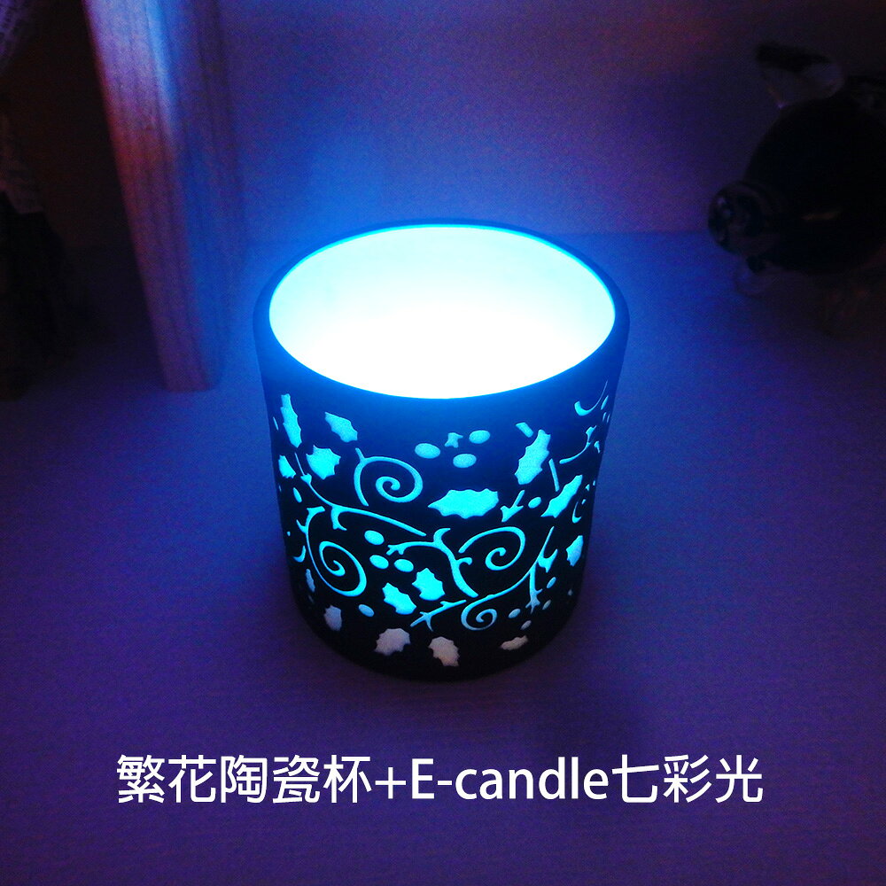 安森藝品x覓品竹北手作店-鏤空雕刻陶瓷矮杯+E-candle燭燈/小夜燈-繁花 5
