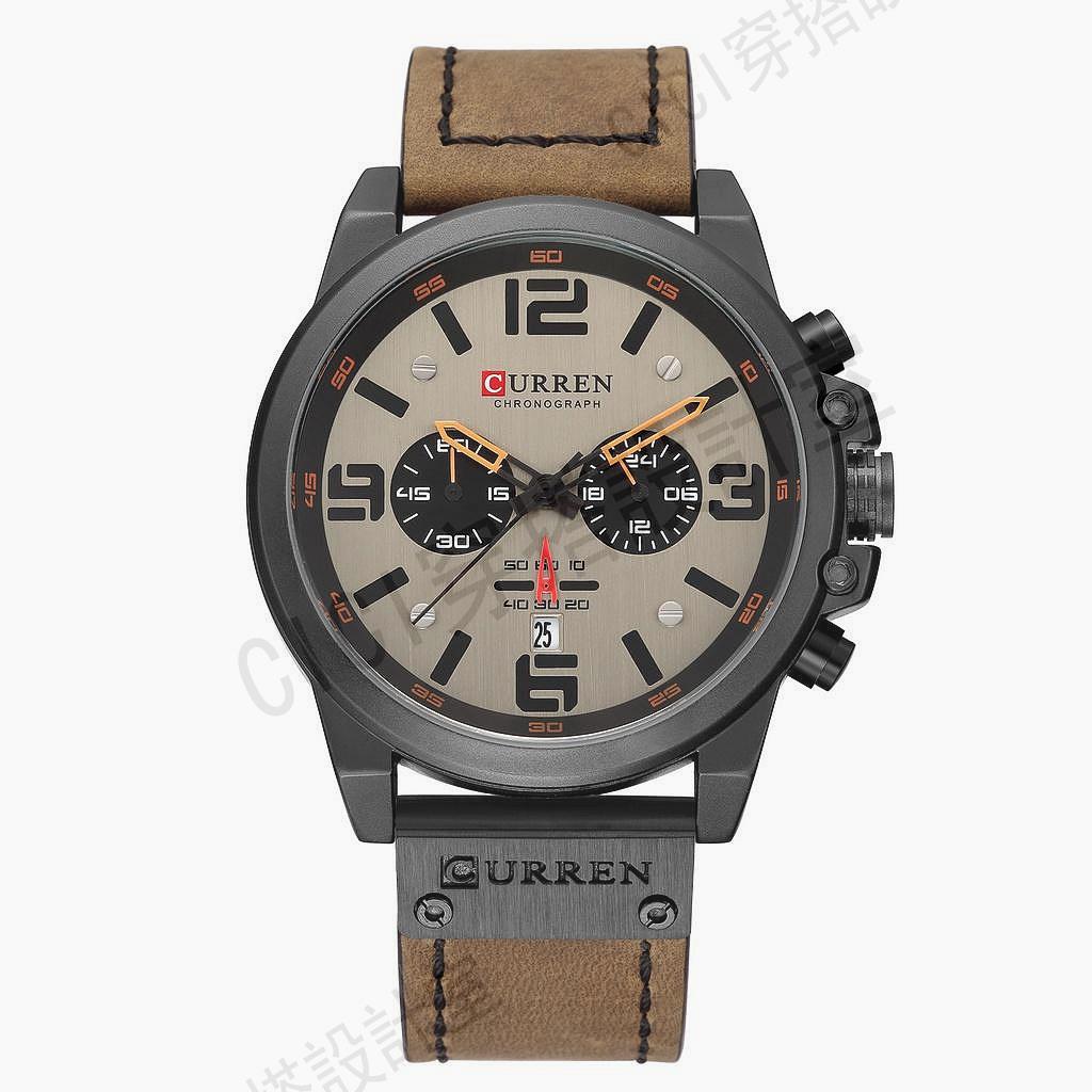 curren  8314 時尚潮流 商務休閒 男士手錶 運動六針 石英錶  防水日曆男表【亞德機械五金家居】 8