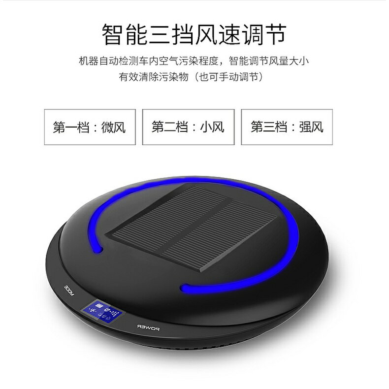 【小明淘家】太陽能車載空氣淨化器汽車用負離子香氛空氣淨化器除甲醛霧霾異味 6