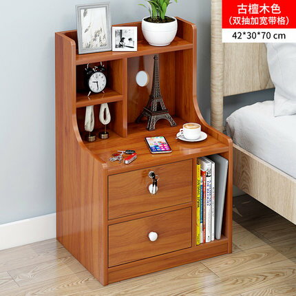 床頭櫃網紅ins風家用臥室現代簡約簡易置物架小型實木輕奢床邊櫃」