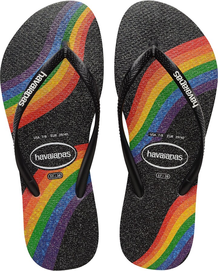 havaianas 哈瓦士 巴西人字拖 女款 Slim pride 黑底彩虹 涼鞋 拖鞋 夾腳拖 海灘鞋＊夏日微風＊