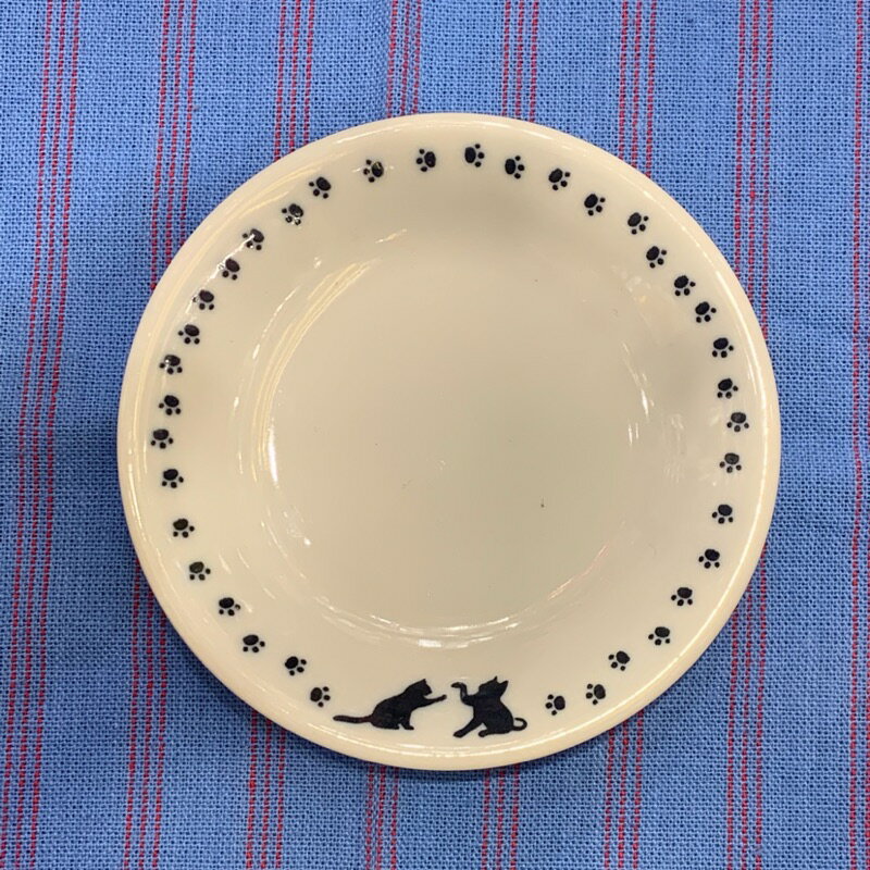 日本美濃燒 小菜盤 12*2cm 黑喵喵