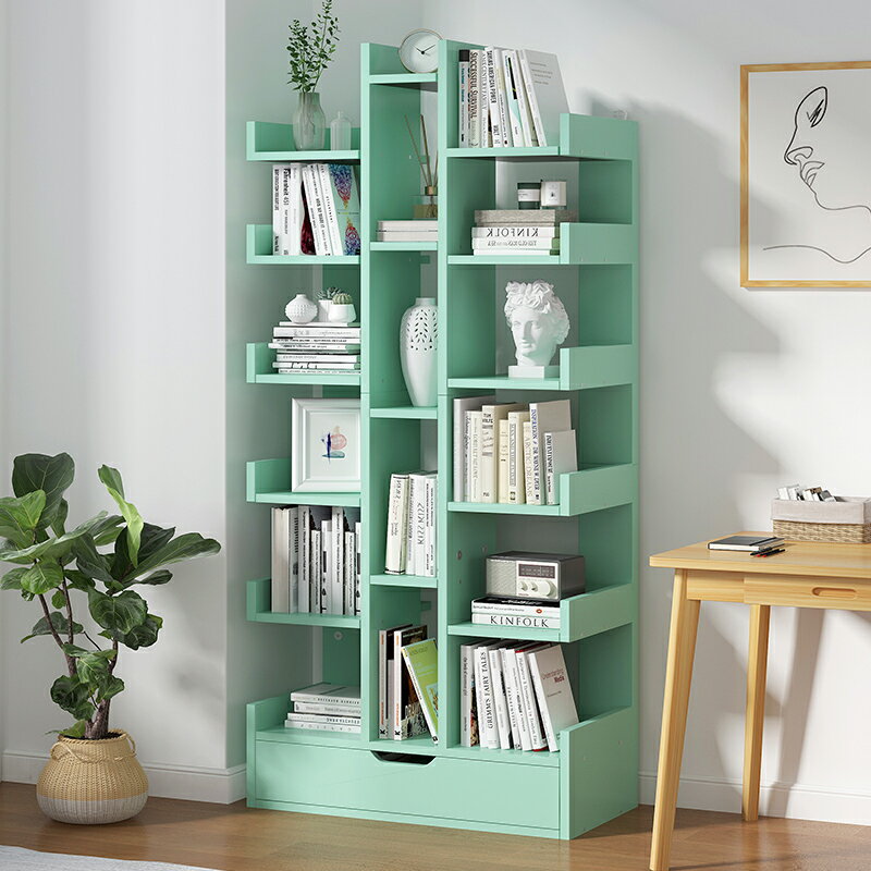 書架落地多層家用客廳小型置物架臥室多層收納架靠墻簡易小書柜子