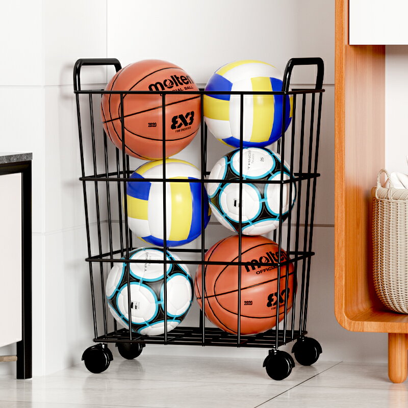 籃球收納架家用室內足排球架瑜伽墊收納筐兒童置球架球類置物