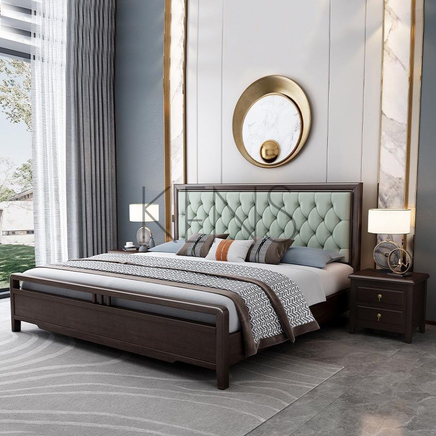 主臥床 實木床 實木床1.8米雙人床家用次臥單人床小戶型軟靠包床1.5米民宿儲物床