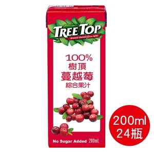 【史代新文具】樹頂TreeTop 200ml 利樂包 100%蔓越莓綜合果汁(1箱24瓶)