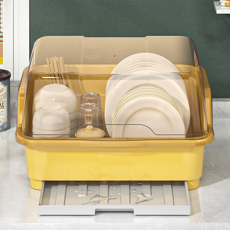 【免運】可開發票 廚房置物架水槽瀝水碗盤碗碟收納架放碗筷收納盒帶蓋碗架塑料碗柜