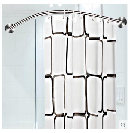 浴室弧形浴簾桿浴簾套裝免打孔衛生間伸縮淋浴加厚防水隔斷簾