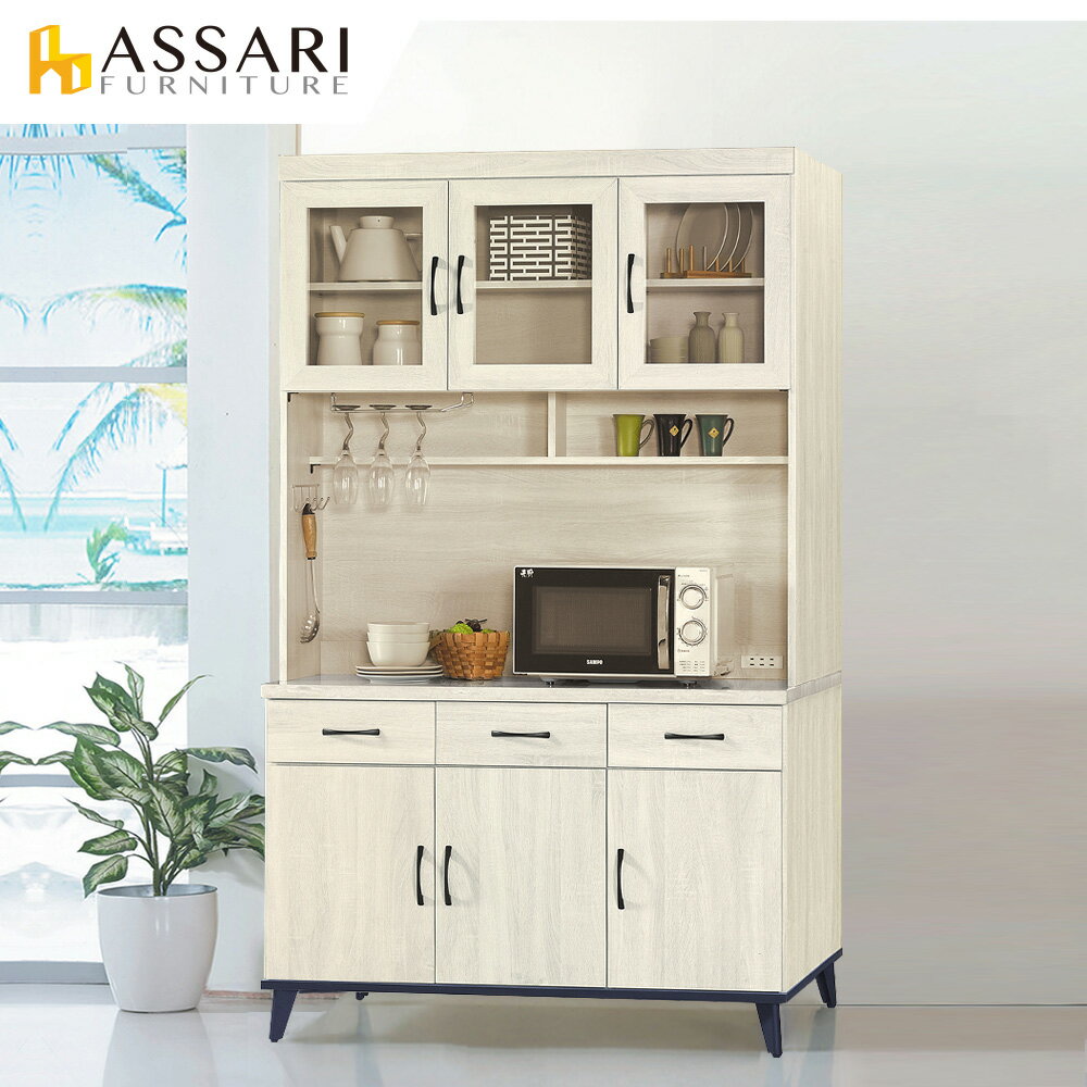 鋼刷白4尺餐櫃全組(寬121x深43x高202cm)/ASSARI