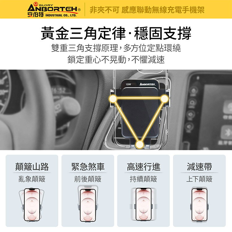 【安伯特】感應聯動無線充電手機架 (車用手機架 汽車手機架 車載手機架) 9