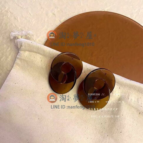 耳飾耳環法式幾何元素拼接茶色圓環簡約設計感女 淘夢屋 淘夢屋 樂天市場rakuten 耳飾耳環法式幾何元素拼接茶色圓環簡約設計感女 淘夢屋 淘夢屋 樂天市場rakuten