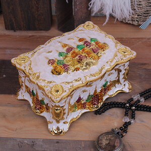 歐式金屬彩繪首飾盒戒指盒公主飾品盒大號珠寶盒項鏈手鐲收納盒子