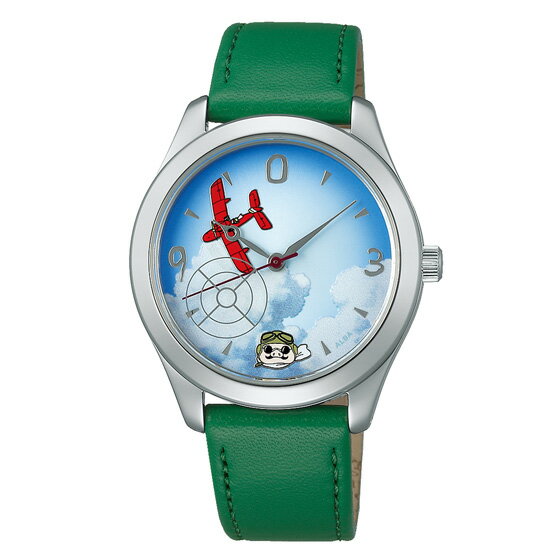 真愛日本 預購 宮崎駿 吉卜力 紅豬 30周年 飛行艇時代 時尚 牛皮革錶帶 手腕錶 亞得里亞海 綠 手錶 禮物