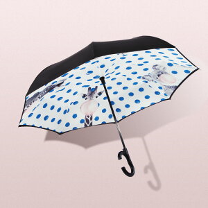 raincats/藝貓雙層免持式雨傘反向傘車用長柄男自動雙人晴雨兩用