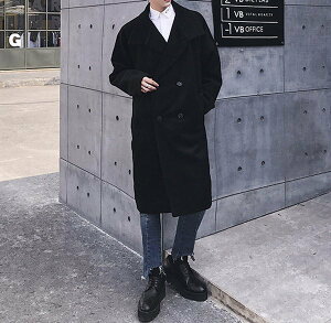 FINDSENSE G6 韓國時尚 男士毛呢大衣青年中長款毛呢外套加厚羊毛风衣