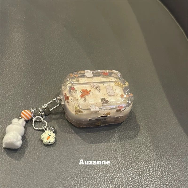 耳機保護殼 秋季半透小兔子適用於airpodspro1代2代3代4代藍牙耳機殼保護套 蘋果耳機保護殼