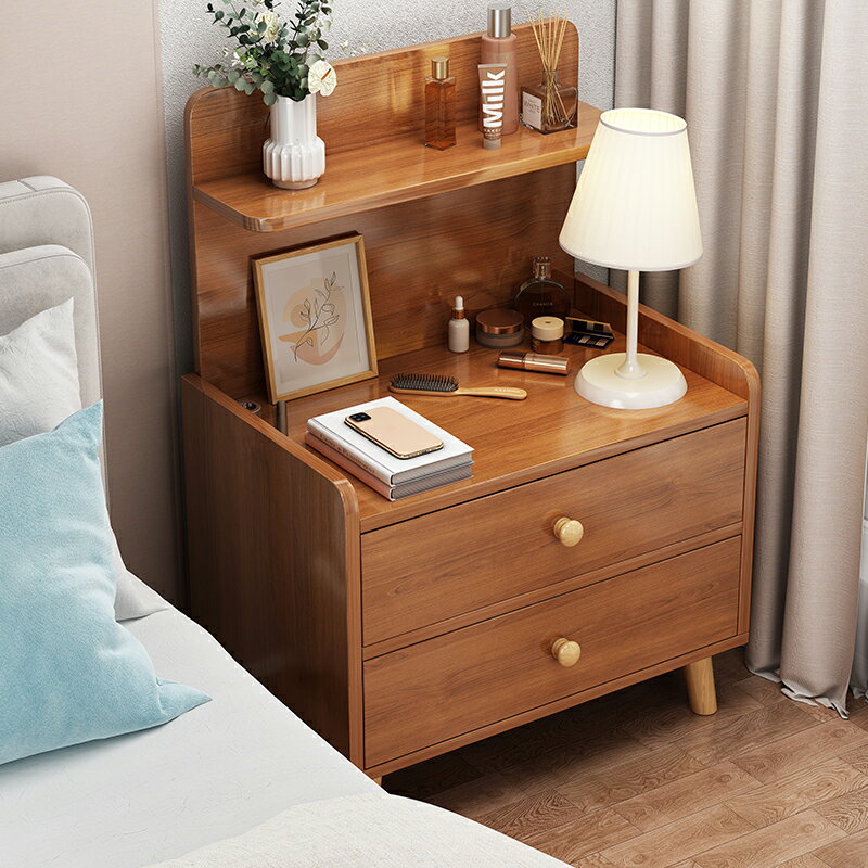 出租房用床頭柜簡約現代簡易加高置物架臥室小床邊柜北歐風儲物柜