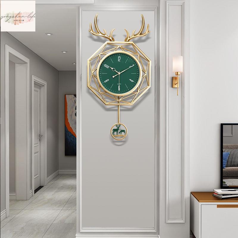 掛鐘時鐘北歐鹿頭鐘錶掛鐘客廳創意時尚現代簡約時鐘掛牆家用餐廳掛錶