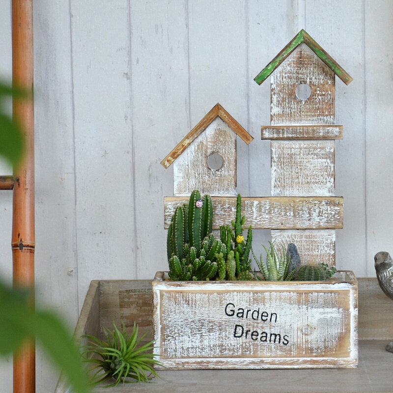 美式創意小房子小屋木質多肉花盆微景觀盆栽擺件鮮花花藝插花花器