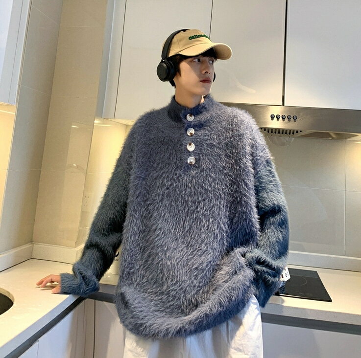 中大尺碼男裝 針織毛衣 半高領毛衣 保暖毛衣 M~2XL 秋冬 長袖上衣 時尚大尺碼上衣 櫻桃嚴選