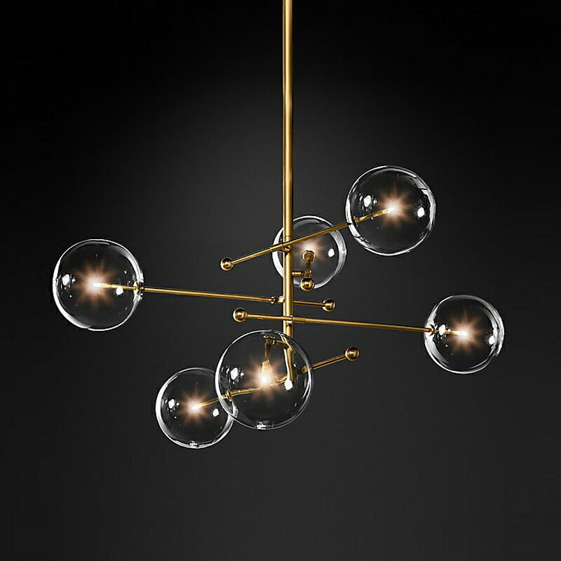 北歐后現代創意玻璃球藝術臥室客廳餐廳書房設計師吊燈鐵藝吊燈