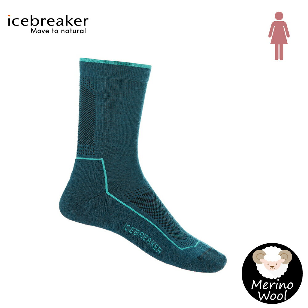 【Icebreaker 女 Cool-Lite 半筒薄毛圈健行襪《海藻綠》】104662/快乾襪/機能襪/排汗襪/羊毛襪/中筒襪