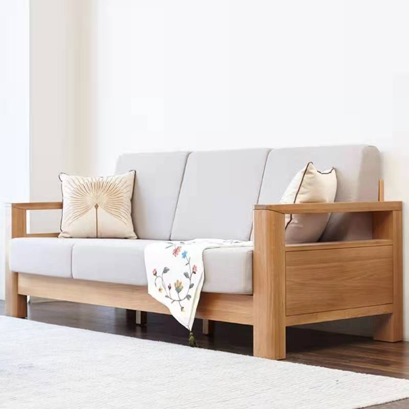 全純實木沙發北歐小戶型美國橡木沙發組合現代簡約新中式客廳家具