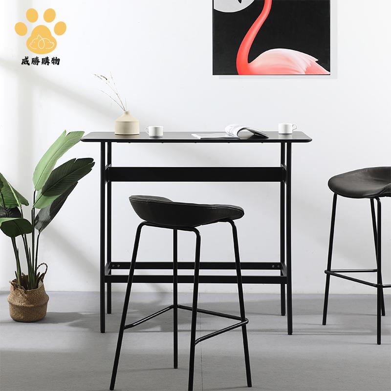 吧臺桌 家用休閑高腳桌子創意原木色桌面簡約商用長方形酒吧桌G9/19