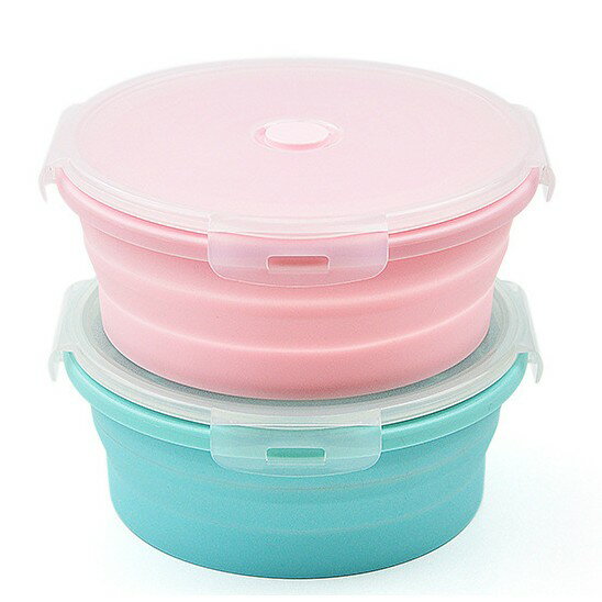 [現貨] 矽膠摺疊餐盒 折疊 飯盒 餐盒 矽膠 收納 便當盒 微波 保鮮盒 環保 餐具 矽膠飯盒 特大圓形矽膠折疊餐盒 2
