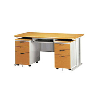 【YUDA】160- CD木面灰體辦公桌(鐵鍵盤/兩個木紋活動櫃)905色 4件組/辦公桌/寫字桌