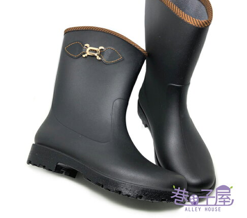 【巷子屋】HSIN JIN 女款釦飾防滑中筒雨靴 雨鞋  雨天必備工程靴款 [269] MIT台灣製造 超值價$490 2