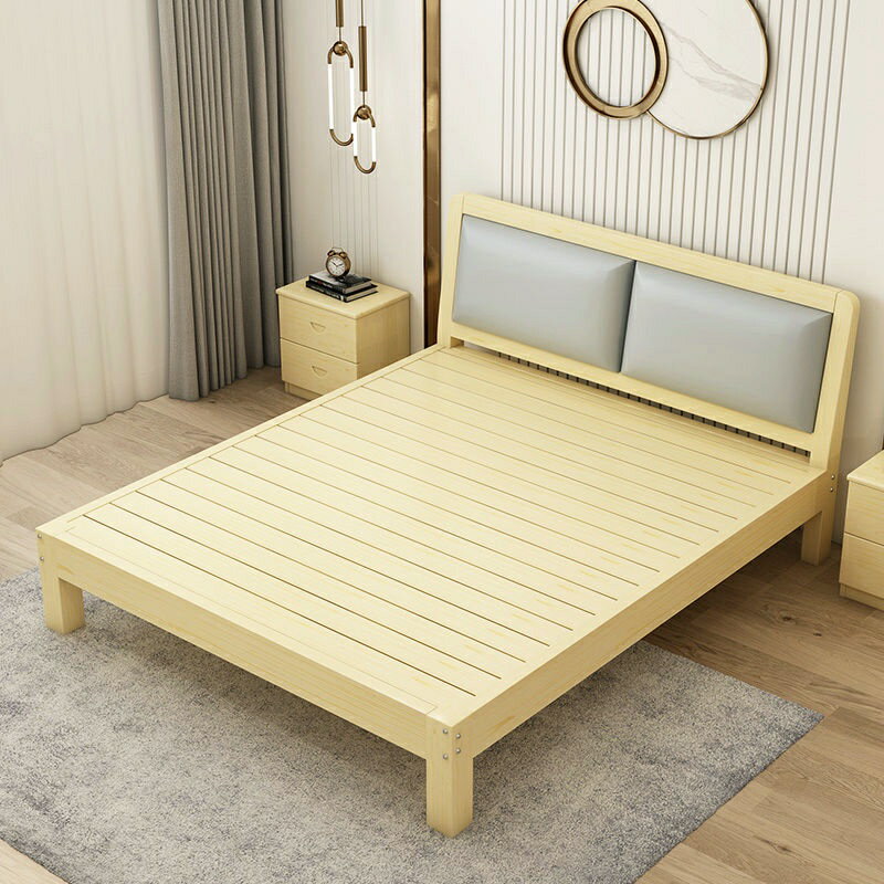 床架單人加大 120*190 四尺床架 實木床現代簡約雙人床主臥床實木傢用1.5米床輕奢單人床1.2米木床