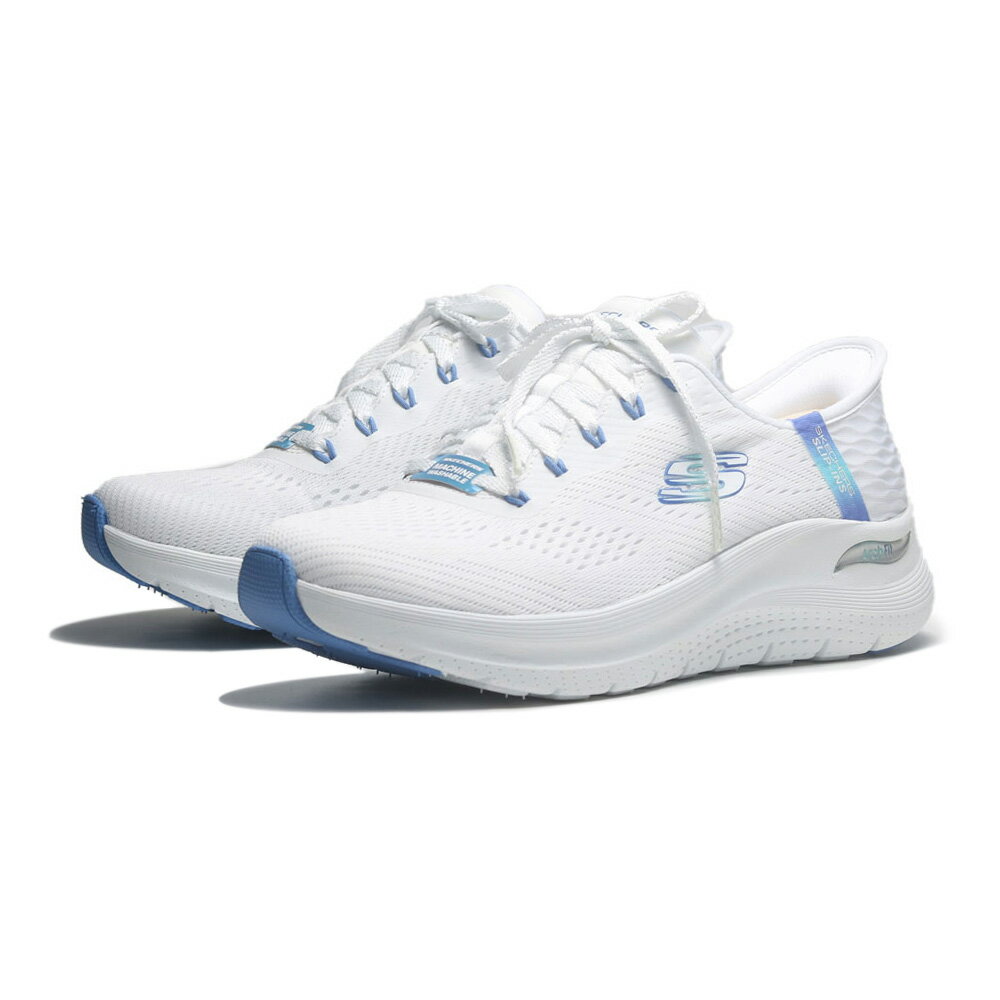 【滿千折百】SKECHERS 休閒鞋 ARCH FIT 2.0 白藍色 寬楦 瞬穿 女 150066WWBL