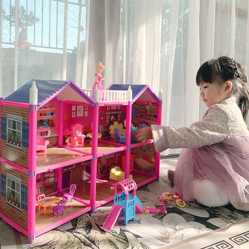 □☂■【為你推薦】兒童過家家拼裝娃娃屋別墅模型禮盒套裝公主城堡仿真房子女孩玩具