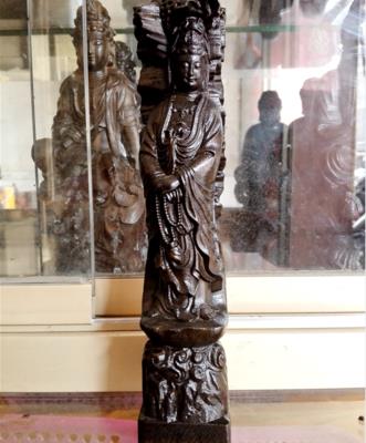 越南天然沉香木雕擺件百財觀音菩薩佛像 木質雕刻供奉工藝品1入