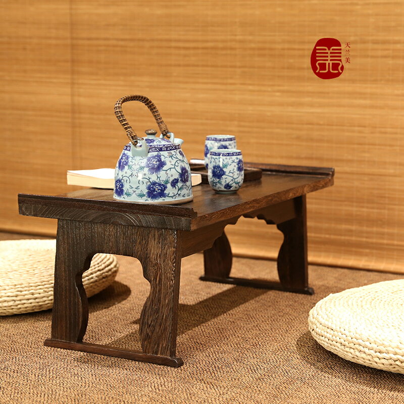 日式實木飄窗桌子小茶幾榻榻米炕幾床上家用可折疊小桌子矮桌茶臺【摩可美家】