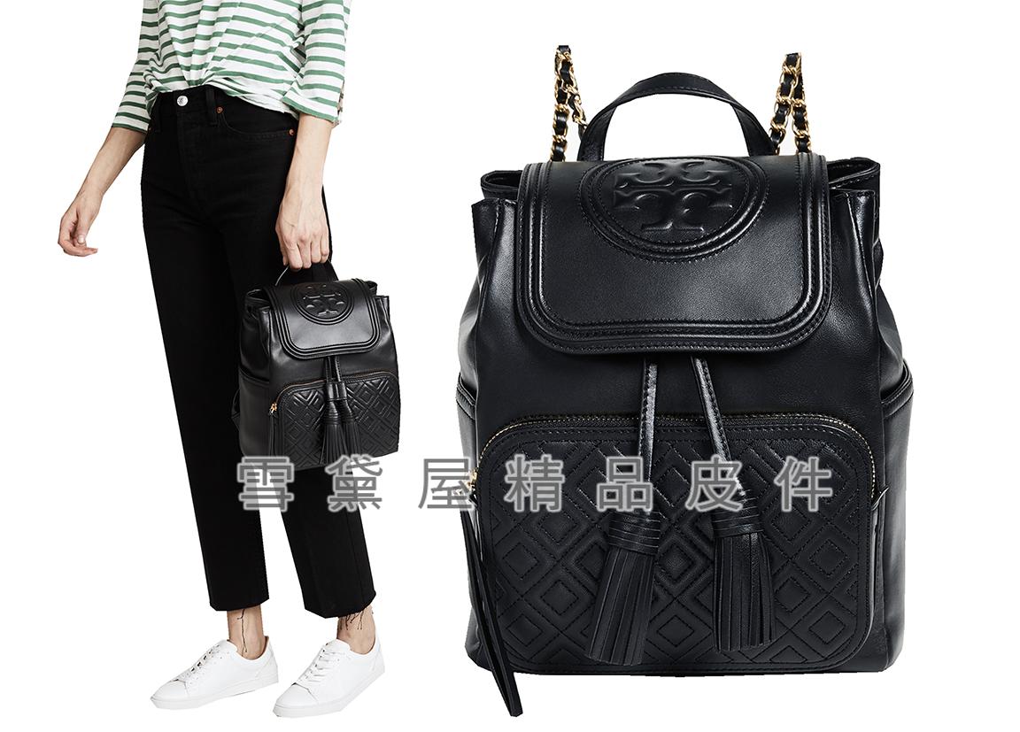 ~雪黛屋~TORY-BURCH 後背包大容量束口+釦蓋國際正版保證進口防水防刮皮革品證塵套提袋等候10-15日T2746