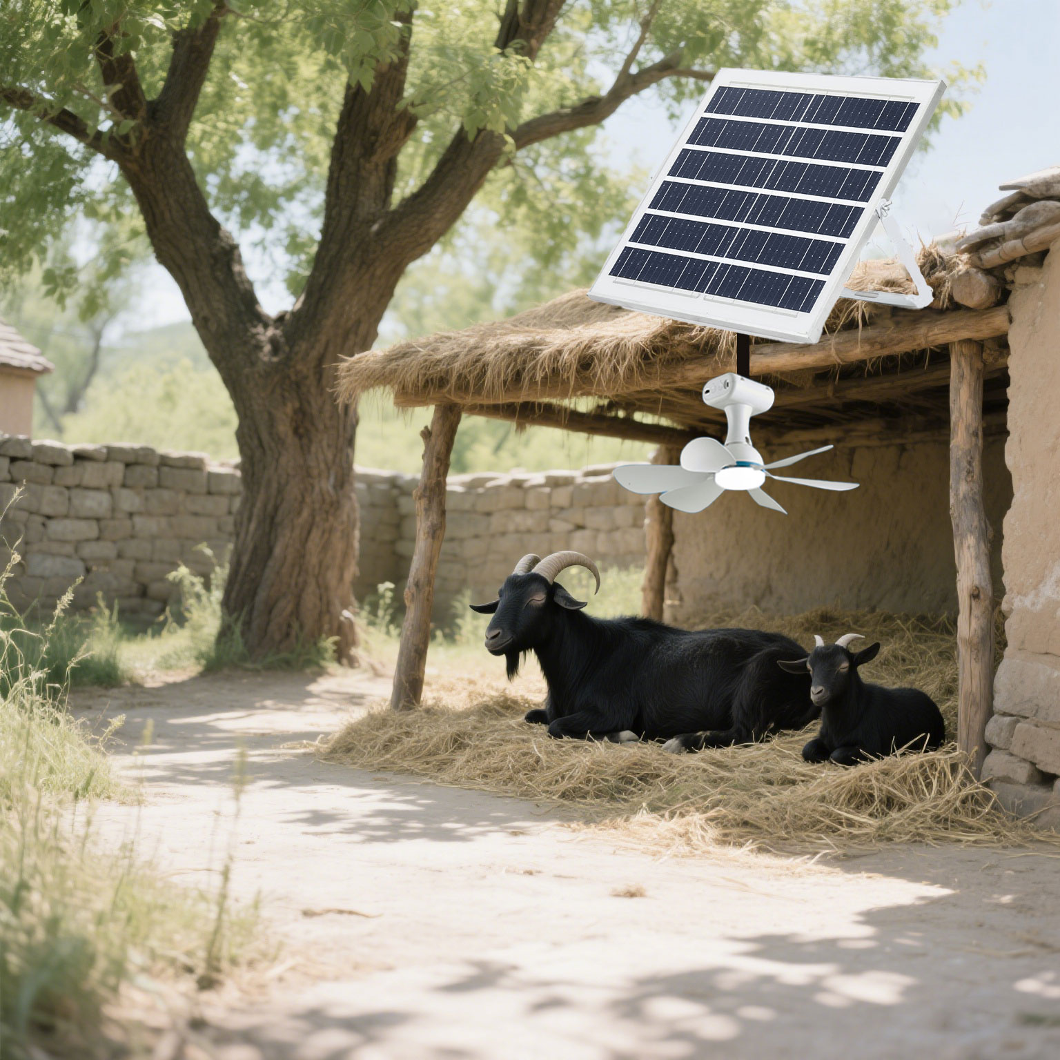 {可打統編 保固一年}太陽能風扇燈牲畜棚專用養殖場降溫防水多檔風速豬牛羊狗雞吊扇 4