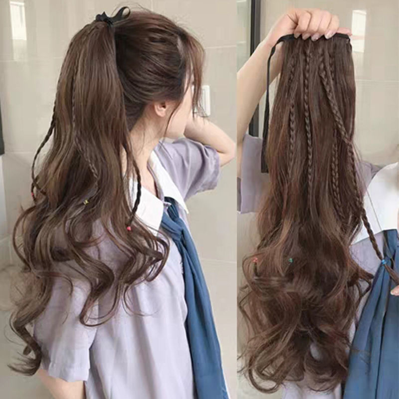 假發馬尾女長卷發綁帶式大波浪辮子網紅高馬尾假發自然逼真無痕