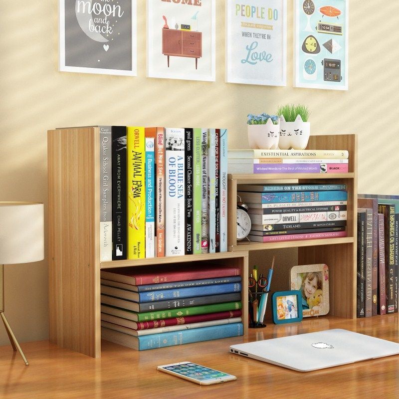 書架簡易桌上學生用兒童書桌面置物架宿舍小書櫃組合可伸縮收納架